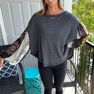 Free People Grey Blossom Thermal Top